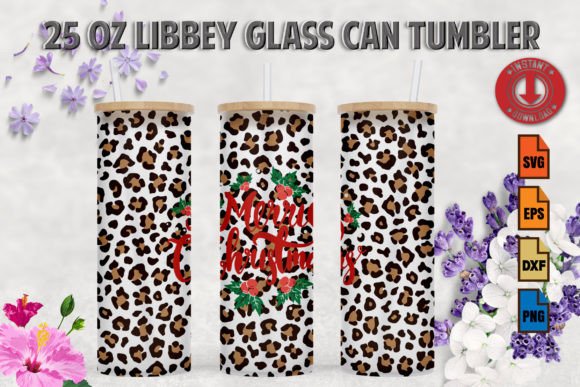 Merry Christmas Leopard 25oz Frosted