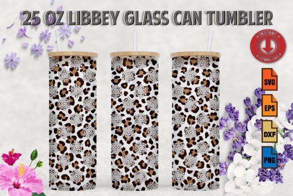 Snowflake Leopard 25oz Frosted Glass Tum